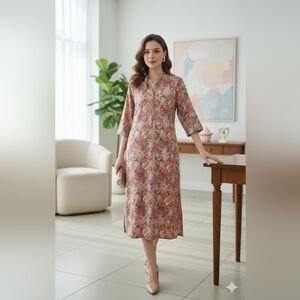 Foxy Lady San Francisco Vtg Soft Pastel Floral Dress Size 7/8  Fits Like M